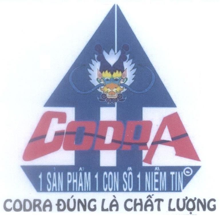 Mẫu nhãn hiệu CODRA 1 Sản Phẩm 1 Con Số 1 Niềm Tin CODRA Đúng Là Chất Lượng
