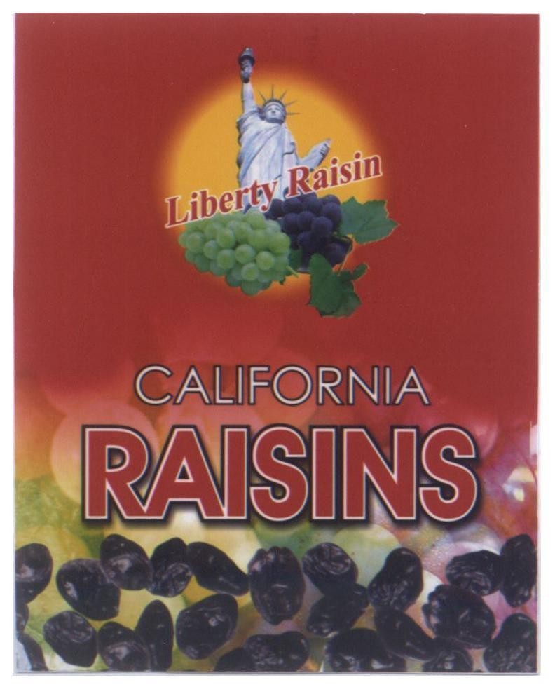 Mẫu nhãn hiệu CALIFORNIA RAISINS Liberty Raisin