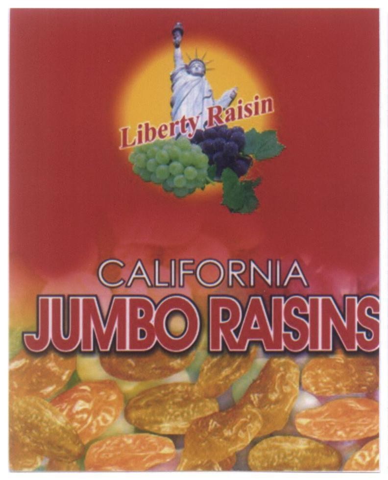 Mẫu nhãn hiệu CALIFORNIA JUMBO RAISINS Liberty Raisin
