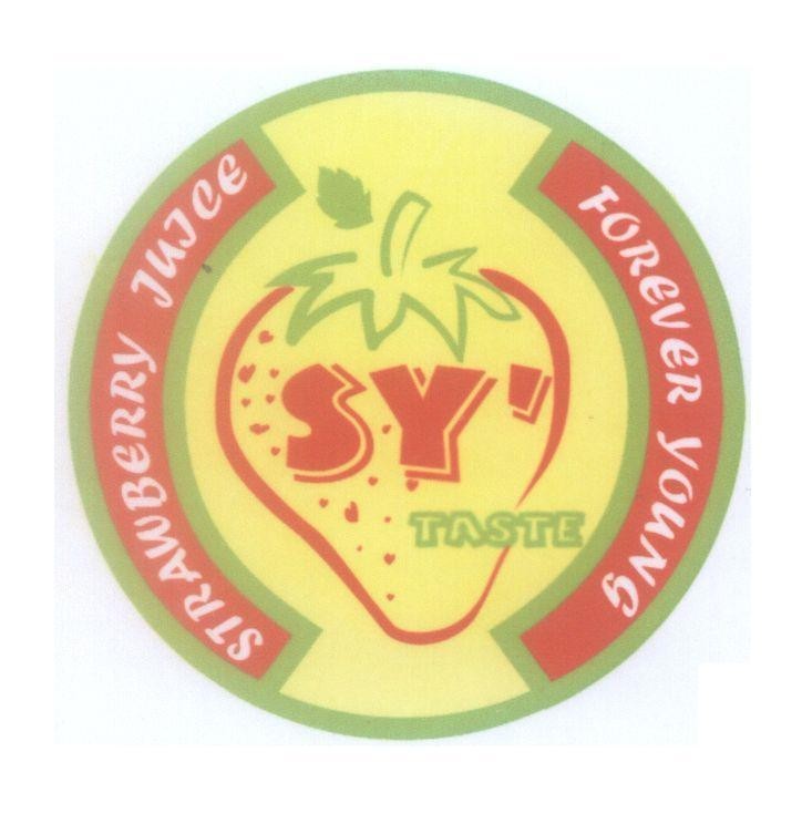 Mẫu nhãn hiệu SY' taste Strawberry juice Forever young
