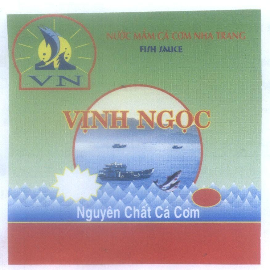 Mẫu nhãn hiệu VN nước mắm cá cơm Nha Trang FISH SAUCE Vịnh Ngọc Nguyên chất cá cơm