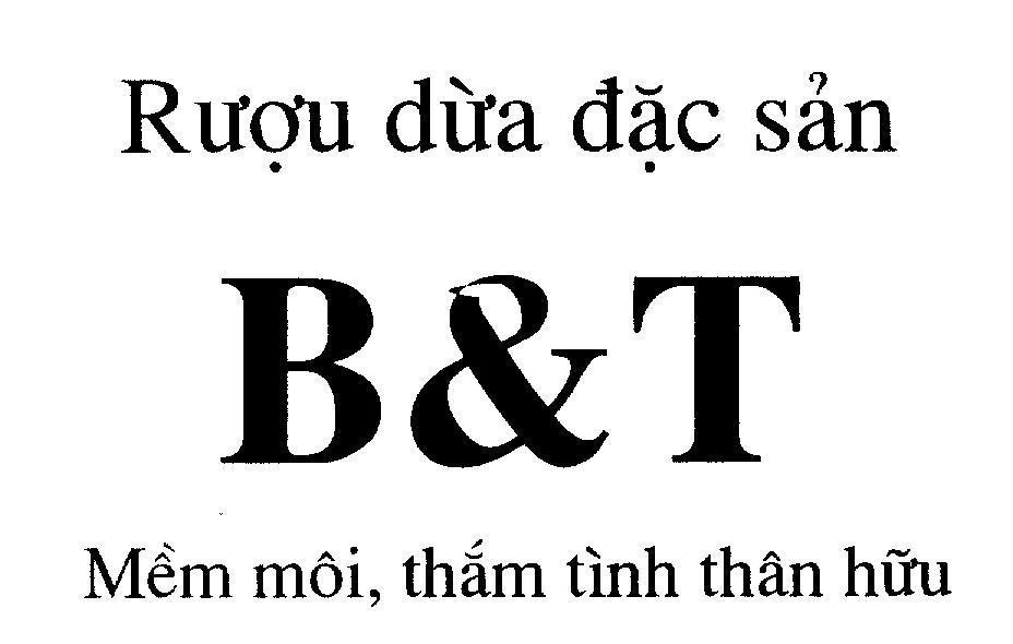 Mẫu nhãn hiệu Rượu dừa đặc sản B&T Mềm môi, thắm tình thân hữu