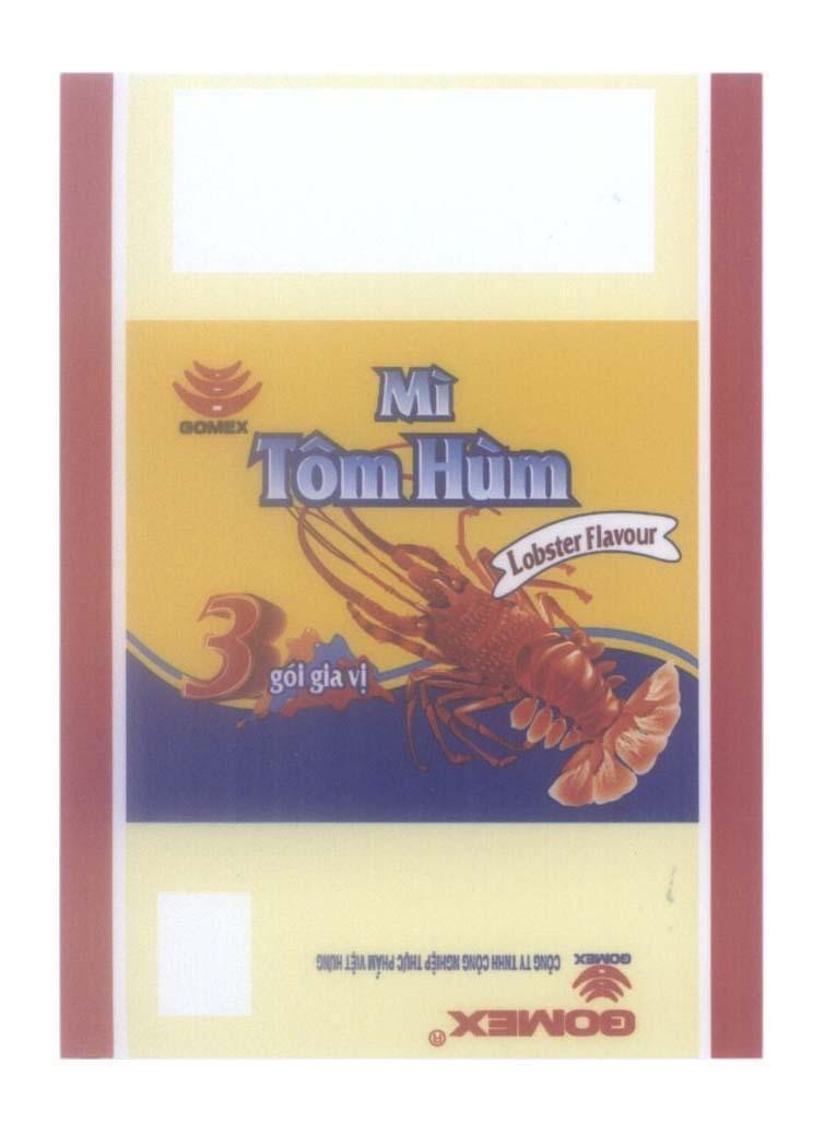 Mẫu nhãn hiệu GOMEX Mì Tôm Hùm 3 gói gia vị Lobster Flavour Công Ty TNHH Công Nghiệp Thực Phẩm Việt Hưng