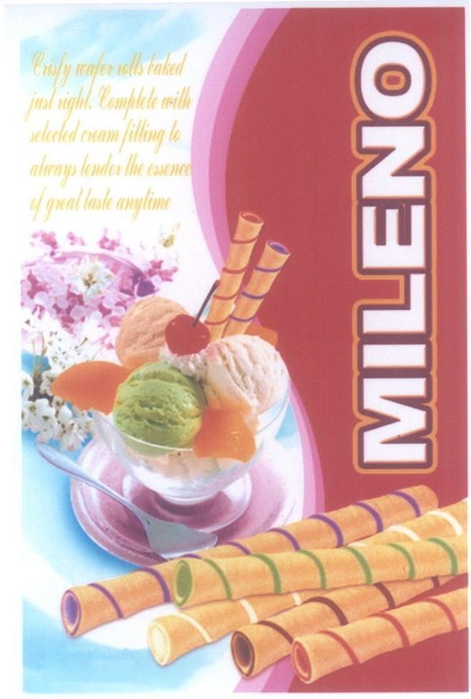 Mẫu nhãn hiệu MILENO Crisfy wafer rolls baked just right. Complette with selected cream fillings to always lender the essence of....