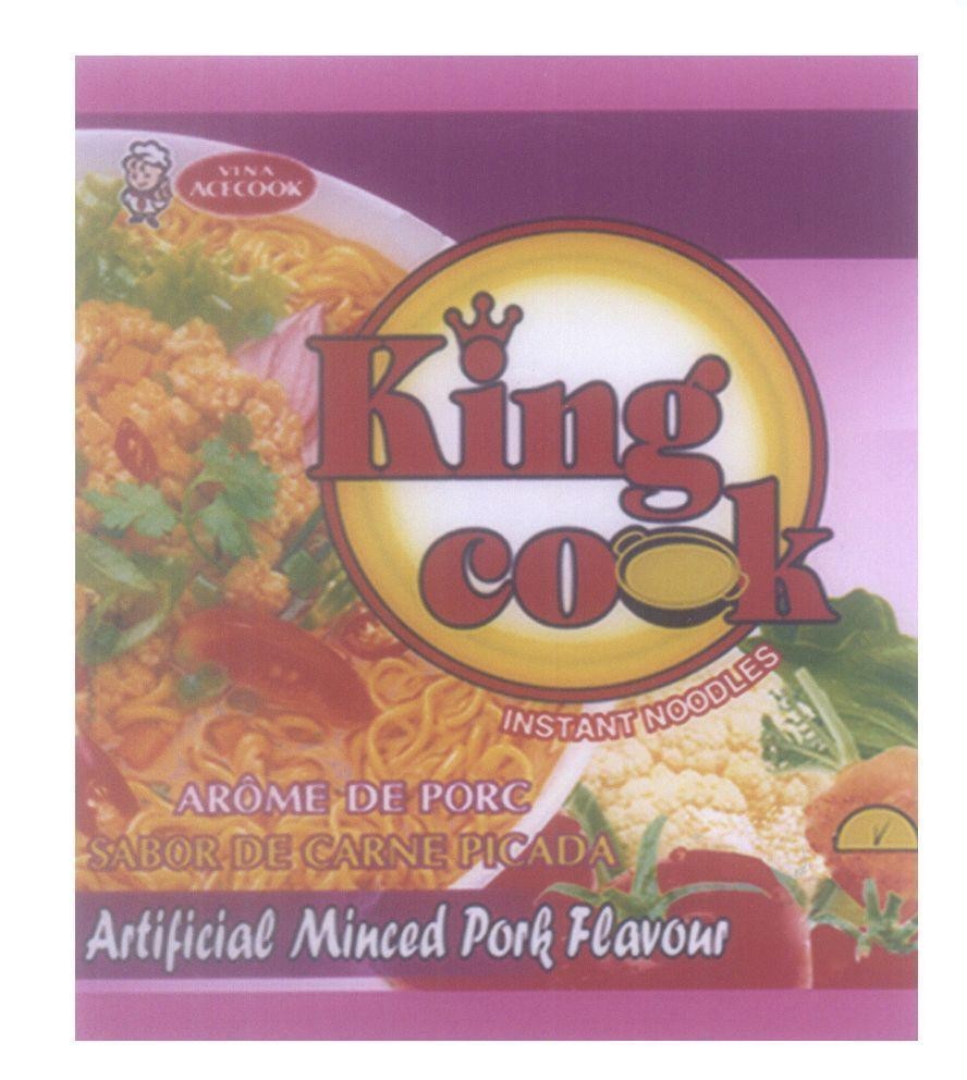 Mẫu nhãn hiệu King Cook VINA ACECOOK ARÔME DE PORC SABOR DE CARNE PICADA Artificial Minced Pork Flavour INSTANT NOODLES