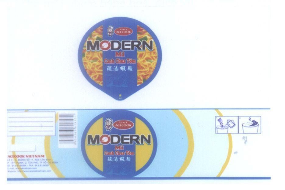 Mẫu nhãn hiệu VINA ACECOOK MODERN Mì Canh Chua Tôm