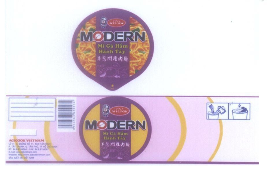 Mẫu nhãn hiệu VINA ACECOOK MODERN Mì Gà Hầm Hành Tây