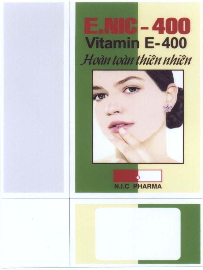 Mẫu nhãn hiệu E.NIC-400 Vitamin E-400 Hoàn toàn thiên nhiên N.I.C PHARMA