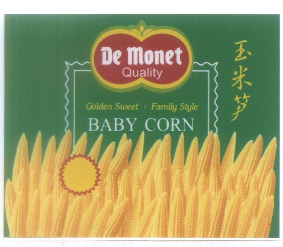 Mẫu nhãn hiệu De monet Quality Golden Sweet - Family Style BABY CORN [trái bắp non]