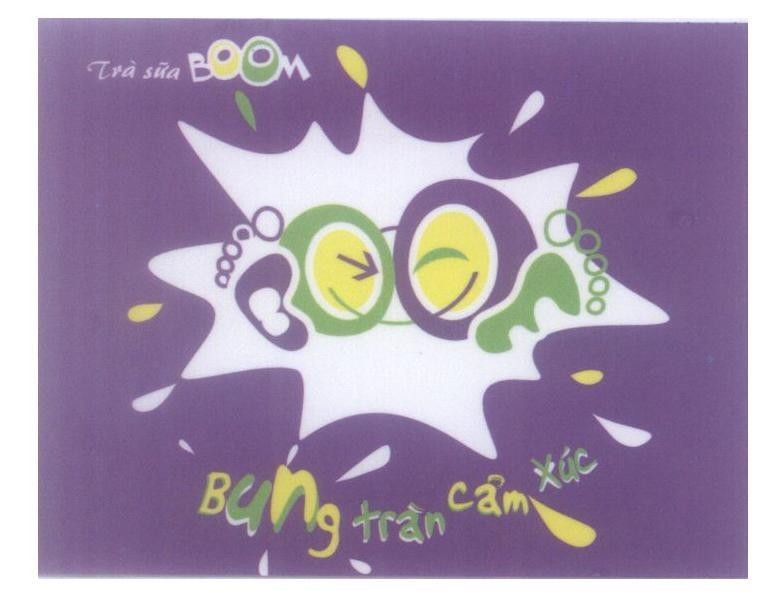 Mẫu nhãn hiệu Trà sữa BOOM Bung tràn cảm xúc