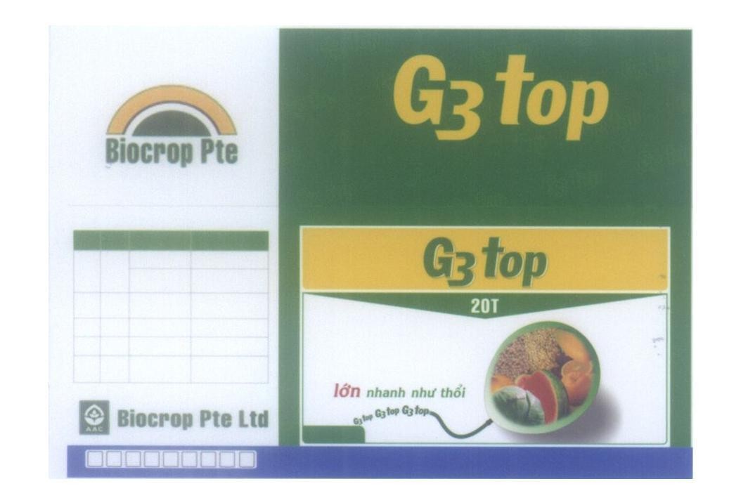 Mẫu nhãn hiệu G3 top Biocrop Pte Ltd Lớn nhanh như thổi AAC 20T