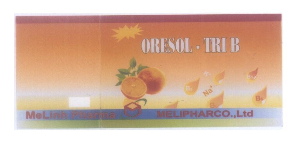 Mẫu nhãn hiệu ORESOL - TRI B MeLinh Pharma MELIPHARCO., Ltd B1 B2 B6 K+ Na+