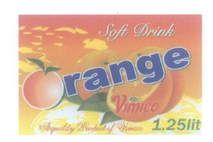 Mẫu nhãn hiệu Orange Vimico Soft Drink 1.25lít