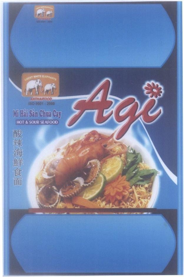 Mẫu nhãn hiệu Agi LUCKY WHITE ELEPHANTS ANTHAIFOOD Mì Hải Sản Chua Cay HOT & SOUR SEAFOOD [suan la hai xian shi mian:mì hải...]