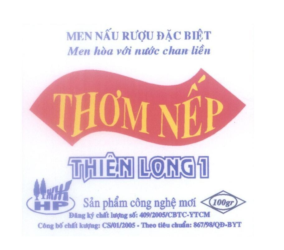 Mẫu nhãn hiệu HP Thơm Nếp Thiên Long 1 Men Nấu Rượu Đặc Biệt Men hoà với nước chan liền Sản phẩm công nghệ mới