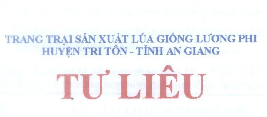 Mẫu nhãn hiệu Tư Liêu Trang trại sản xuất lúa giống Lương Phi huyện Tri Tôn - tỉnh An Giang