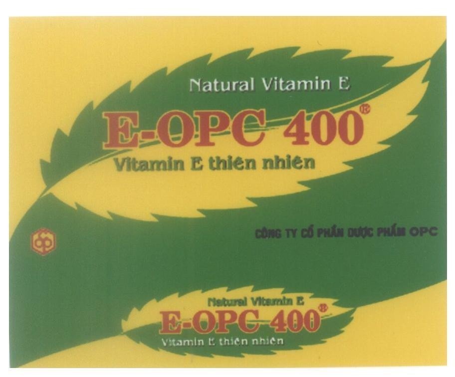 Mẫu nhãn hiệu E OPC 400 VITAMIN E THIEN NHIEN CONG TY CO PHAN DUOC PHAM OPC - số đơn VN-4-2007-22519
