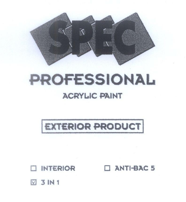 Mẫu nhãn hiệu SPEC PROFESSIONAL ACRYLIC PAINT EXTERIOR PRODUCT...