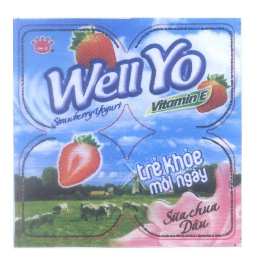 Mẫu nhãn hiệu KINH DO Well Yo Strawberry Yogurt Vitamin E Sữa chua Dâu Trẻ khoẻ mỗi ngày