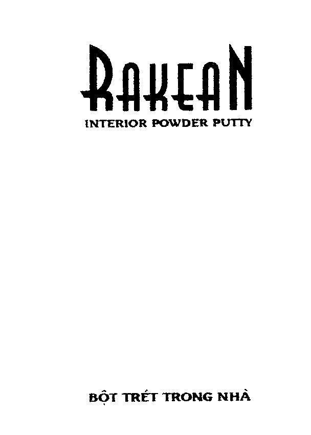 Mẫu nhãn hiệu RAKEAN INTERIOR POWDER PUTTY bột trét trong nhà