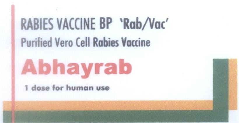 Mẫu nhãn hiệu RABIES VACCINE BP Rab/Vac Purified Vero Cell Rabies Vaccine Abhayrab 1 dose for human use