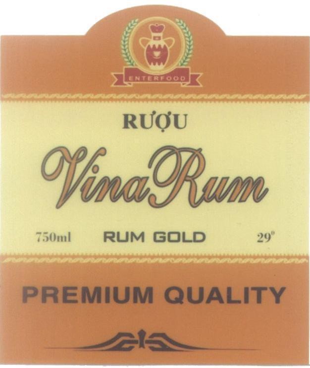 Mẫu nhãn hiệu ENTERFOOD VinaRum Rượu RUM GOLD PREMIUM QUALITY