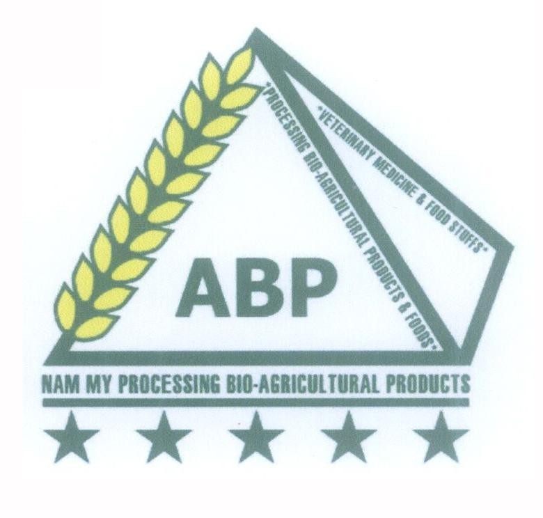 Mẫu nhãn hiệu ABP NAM MY PROCESSING BIO-AGRICULTURAL PRODUCTS & FOODS VETERINARY MEDICINE & FOOD STUFFS...