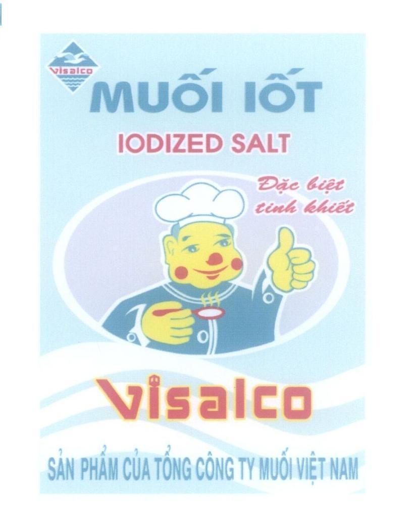 Mẫu nhãn hiệu Muối Iốt IODIZED SALT Đặc biệt tinh khiết Visalco Sản Phẩm Của Tổng Công Ty Muối Việt Nam