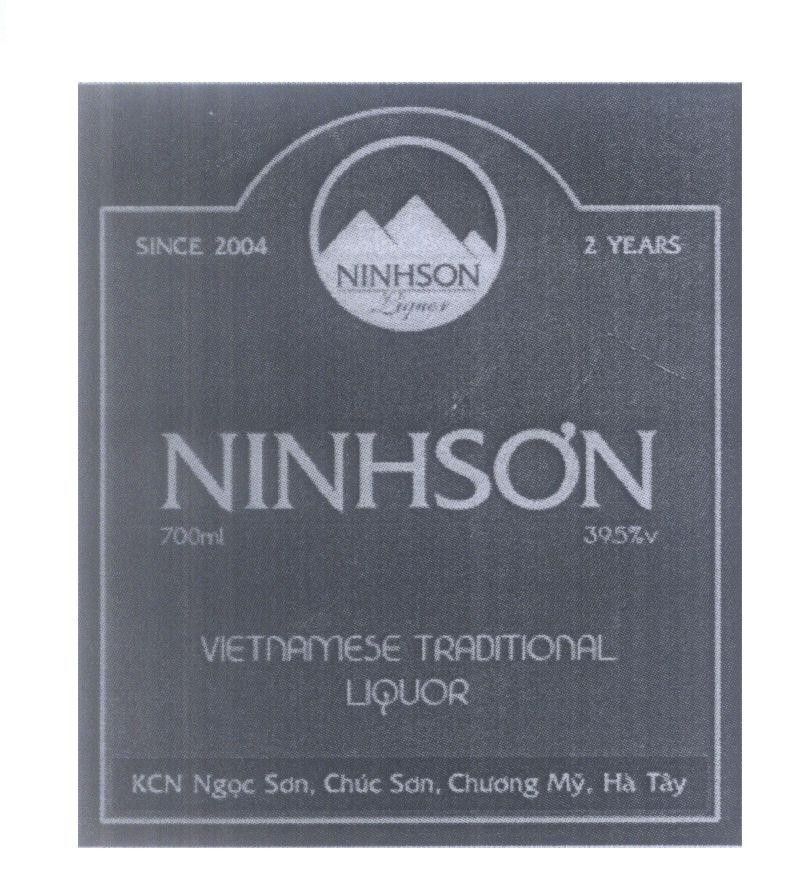 Mẫu nhãn hiệu NINHSƠN NINHSON VIETNAMESE TRADITIONAL LIQUOR SINCE 2004 2 YEARS 700ml 39,5%v