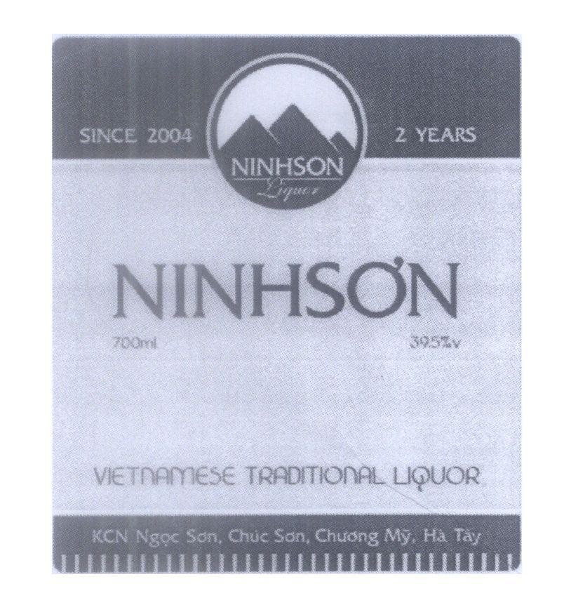 Mẫu nhãn hiệu NINHSƠN NINHSON VIETNAMESE TRADITIONAL LIQUOR SINCE 2004 2 YEARS 700ml 39,5%v