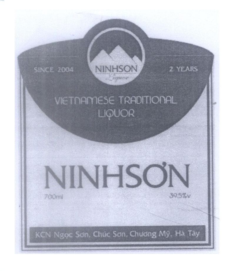 Mẫu nhãn hiệu NINHSƠN NINHSON VIETNAMESE TRADITIONAL LIQUOR SINCE 2004 2 YEARS 700ml 39,5%v