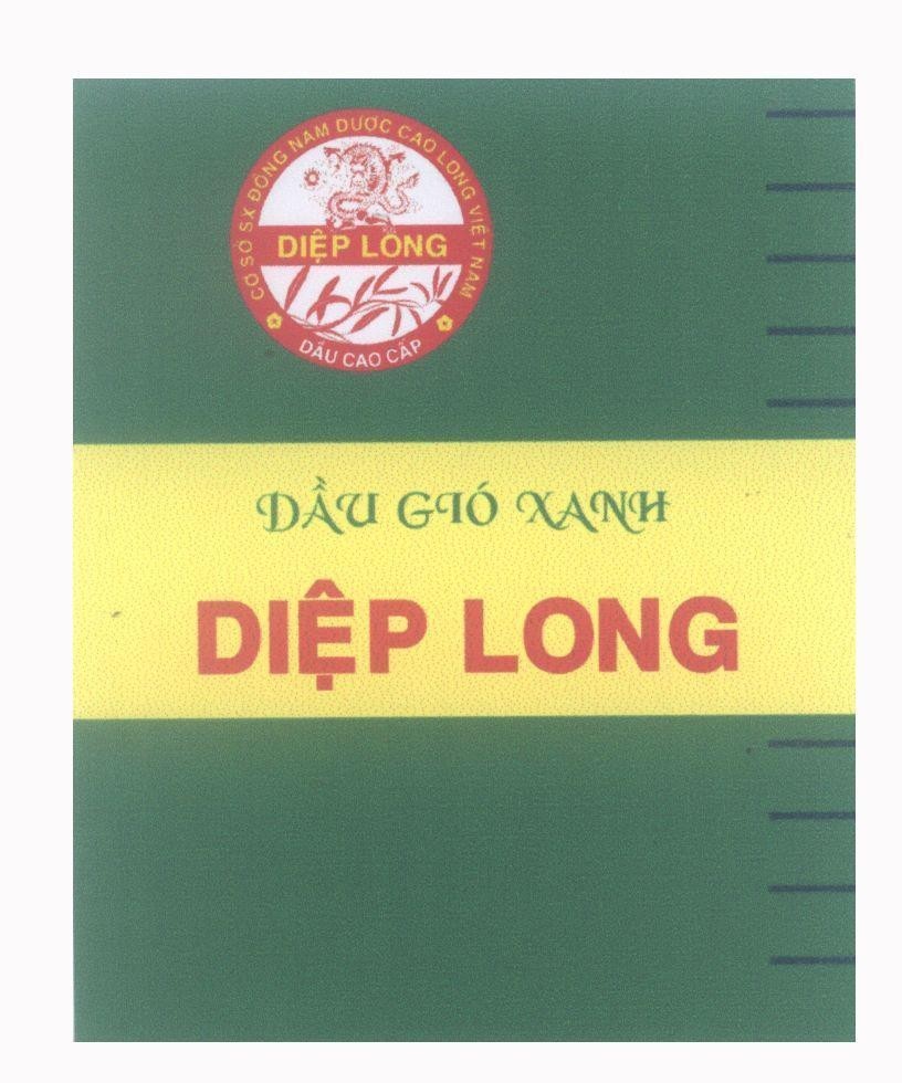 Mẫu nhãn hiệu Dầu Gió Xanh Diệp Long Cơ Sở SX Đông Nam Dược Cao Long Việt Nam Dầu Cao Cấp