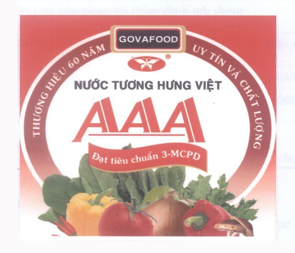 Mẫu nhãn hiệu AAA Nước Tương Hưng Việt GOVAFOOD Đạt tiêu chuẩn 3-MCPD Thương Hiệu 60 Năm Uy Tín Và Chất Lượng