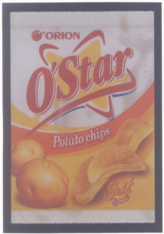 Mẫu nhãn hiệu ORION O'Star Potato Chips Salt vị muối