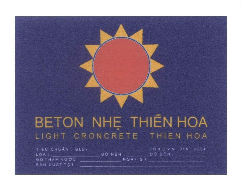Mẫu nhãn hiệu BETON Nhẹ THIÊN HOA LIGHT CRONCRETE THIEN HOA
