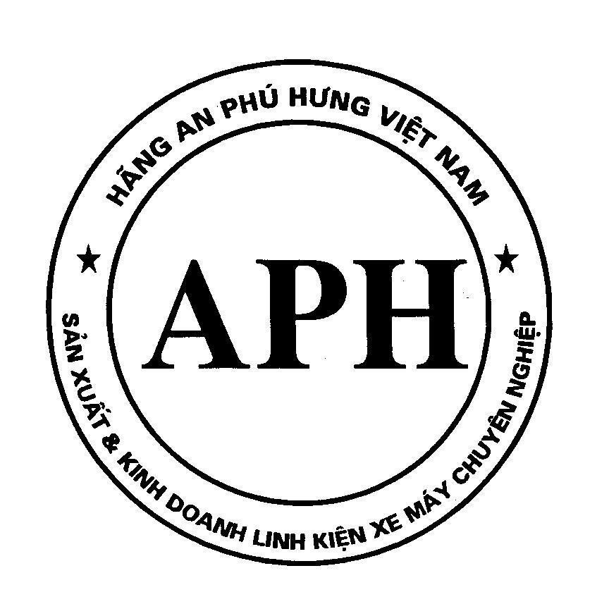 Mẫu nhãn hiệu APH Hãng An Phú Hưng Việt Nam Sản Xuất & Kinh Doanh Linh Kiện Xe Máy Chuyên Nghiệp