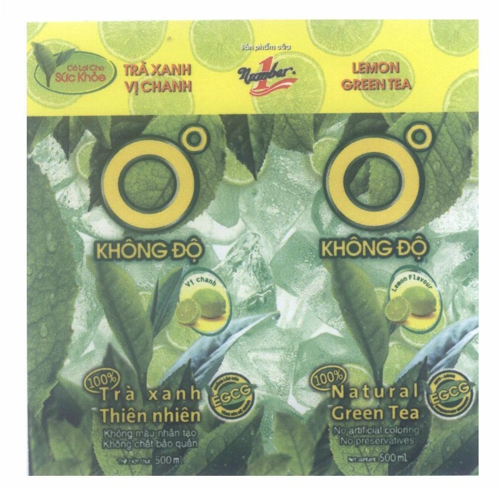 Mẫu nhãn hiệu Trà Xanh Vị Chanh Không Độ EGCG Có Lợi Cho Sức Khoẻ Sản phẩm của 1 Number 100% Trà Xanh Thiên Nhiên Vị chanh