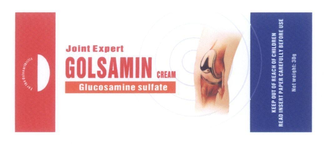 Mẫu nhãn hiệu GOLSAMIN CREAM Joint Expert Glucosamine sulfate for the Osteoarthritis...
