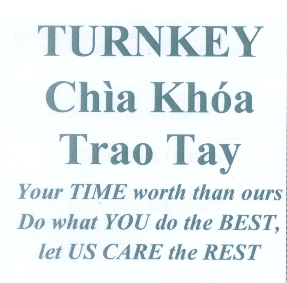 Mẫu nhãn hiệu TURNKEY Chìa Khoá Trao Tay Your TIME worth than ours Do what YOU do the BEST let US CARE the REST