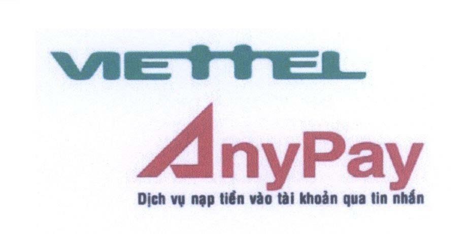 Mẫu nhãn hiệu VIETTEL AnyPay Dịch vụ nạp tiền vào tài khoản qua tin nhắn
