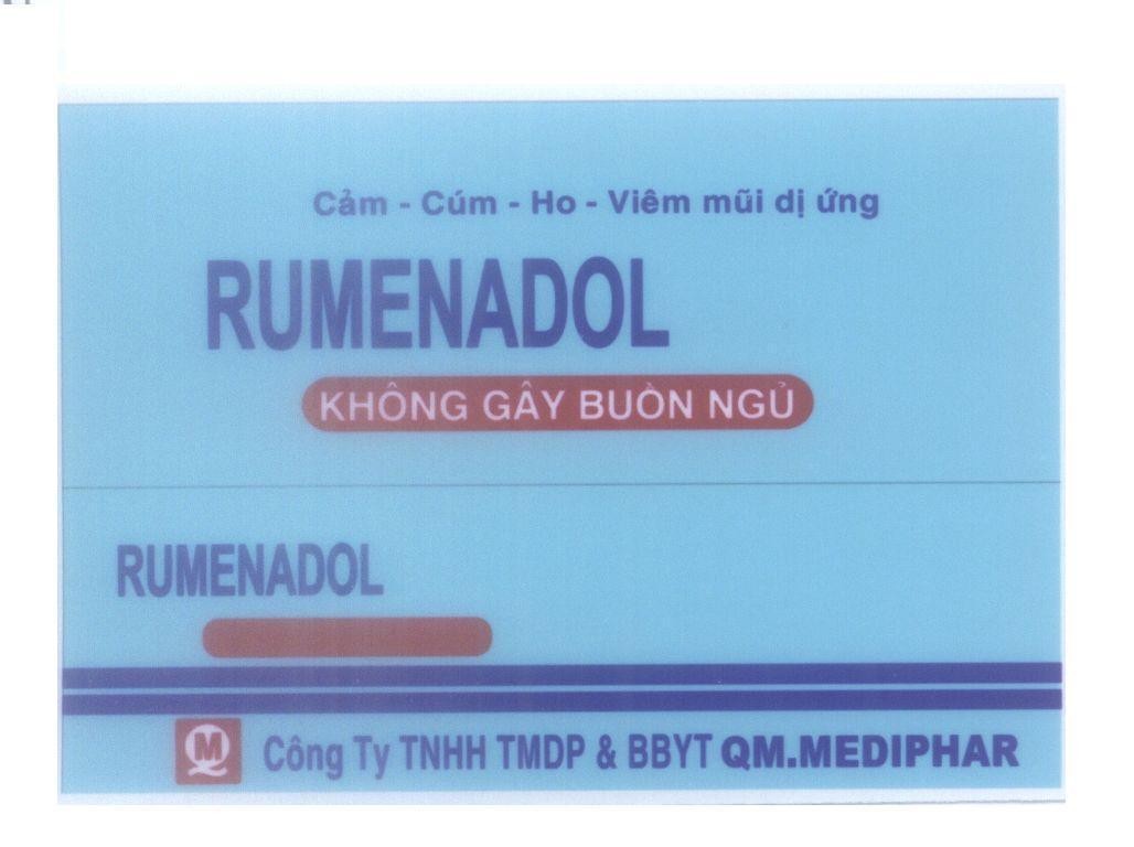 Mẫu nhãn hiệu RUMENADOL Không Gây Buồn Ngủ QM Công Ty TNHH TMDP & BBYT QM.MEDIPHAR