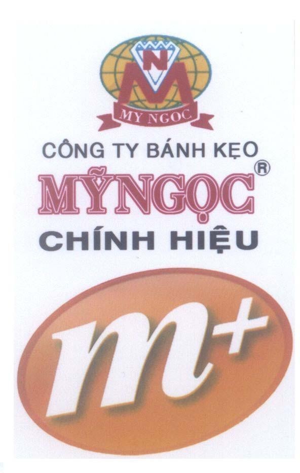 Mẫu nhãn hiệu M N MY NGOC Công Ty Bánh Kẹo Mỹ Ngọc Chính Hiệu M+