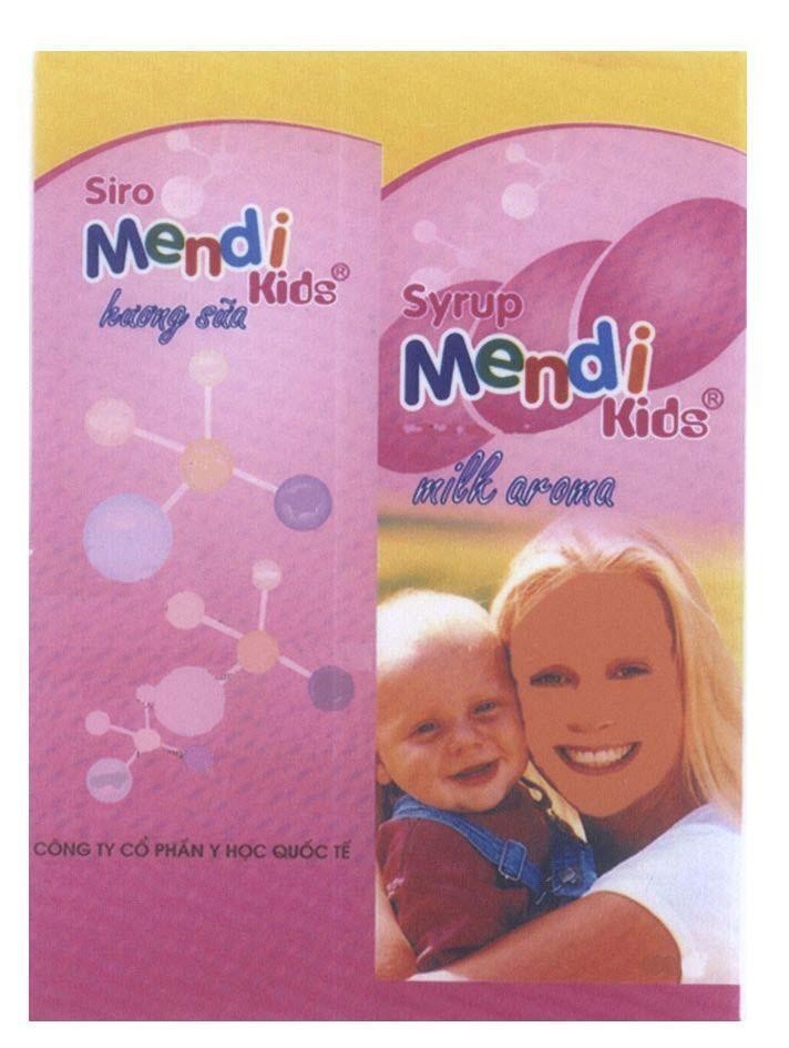 Mẫu nhãn hiệu Siro Mendi hương sữa Kids Syrup milk aroma Công ty cổ phần y học quốc tế