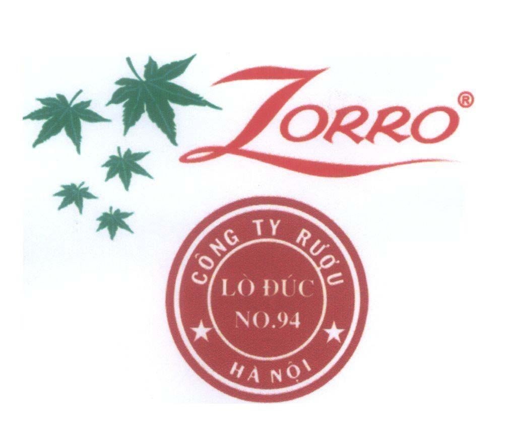 Mẫu nhãn hiệu ZORRO Công Ty Rượu Hà Nội Lò Đúc No.94