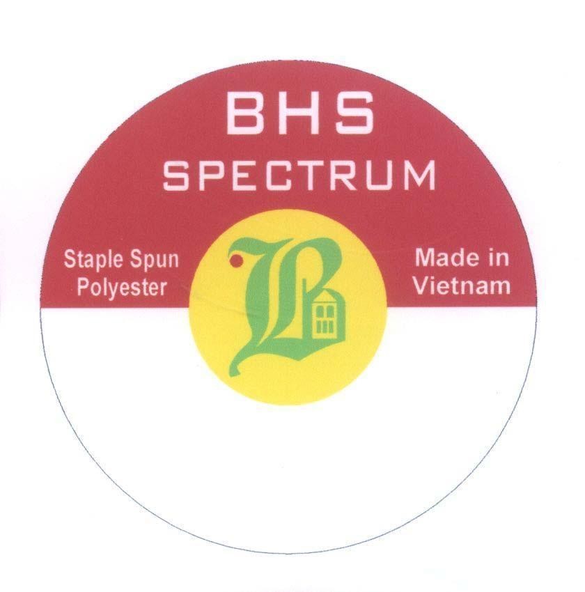 Mẫu nhãn hiệu BHS B H S SPECTRUM Staple Spun Polyester Made in Vietnam