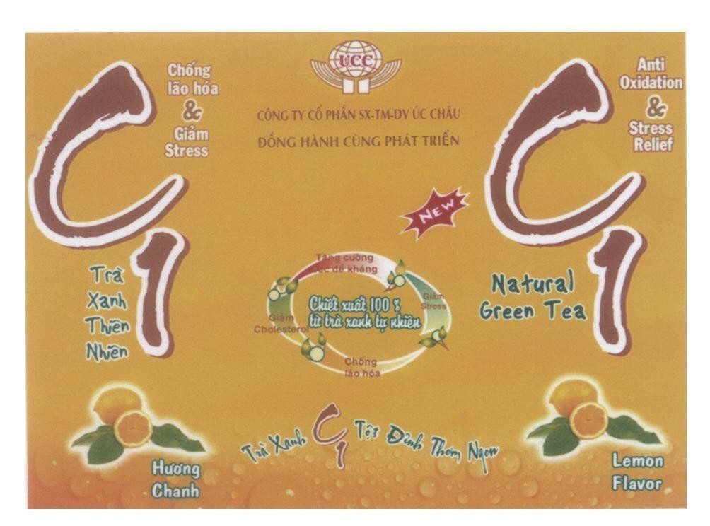 Mẫu nhãn hiệu UCC Công ty cổ phần SX-TM-DV úc Châu đồng hành cùng phát triển C 1 Trà xanh thiên nhiên Natural Green Tea