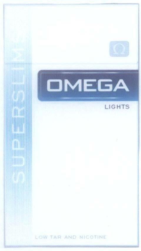 Mẫu nhãn hiệu OMEGA LIGHTS SUPERSLIMS LOW TAR AND NICOTINE