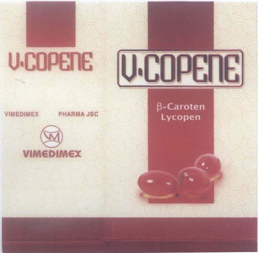 Mẫu nhãn hiệu V-COPENE VIMEDIMEX Caroten Lycopen