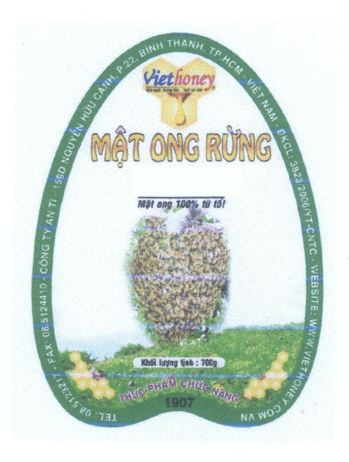 Mẫu nhãn hiệu Mật Ong Rừng Viethoney Mật ong 100% từ tổ Thực Phẩm Chức Năng 1907
