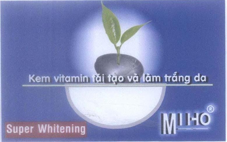 Mẫu nhãn hiệu MI HO MIHO Kem Vitamin tái tạo và làm trắng da Super Whitening